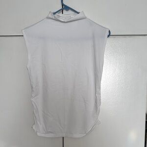 Ann Taylor Factory White ruched sleeves Tank Top